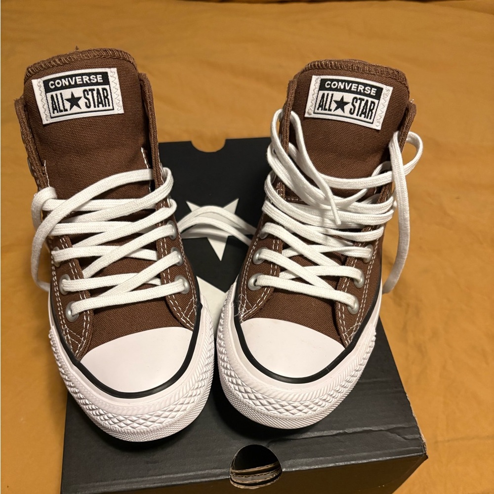 Converse Brown High-Top Sneakers with White Accents